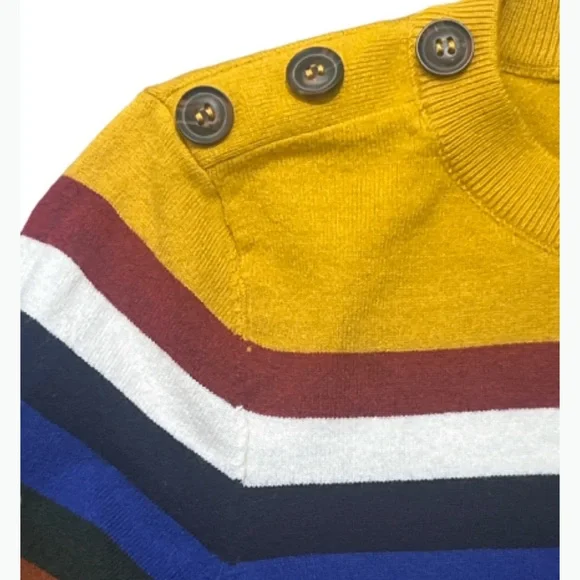 Women’s Cottagecore Striped Yellow Sweater Button Features - Picture 4 of 8